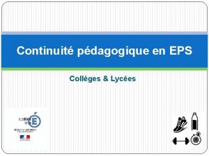 Continuit pdagogique en EPS Collges Lyces Scnario 1