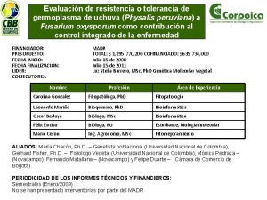 Evaluacin de resistencia o tolerancia de germoplasma de