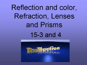 Reflection and color Refraction Lenses and Prisms 15