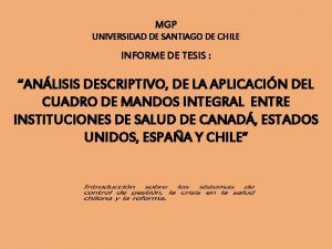MGP UNIVERSIDAD DE SANTIAGO DE CHILE INFORME DE