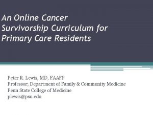 An Online Cancer Survivorship Curriculum for Primary Care