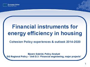 Financial instruments for energy efficiency in housing Cohesion