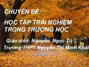 CHUYN HC TP TRI NGHIM TRONG TRNG HC