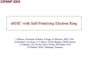 e RHIC with SelfPolarizing Electron Ring V Ptitsyn