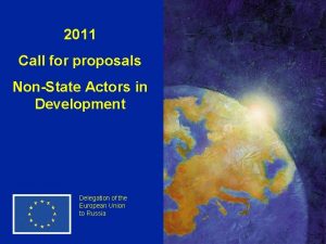 2011 Call for proposals NonState Actors in Development