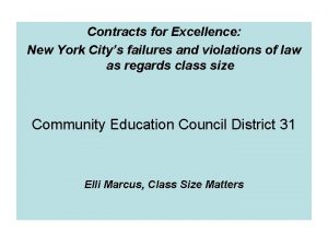 Contracts for Excellence New York Citys failures and