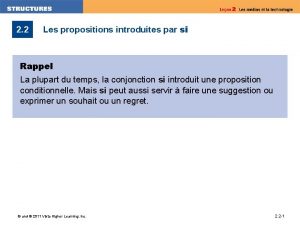 2 2 Les propositions introduites par si Rappel