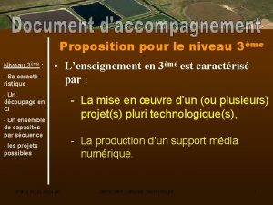 Proposition pour le niveau 3me Niveau 3me Sa