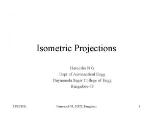 Isometric Projections Hareesha N G Dept of Aeronautical