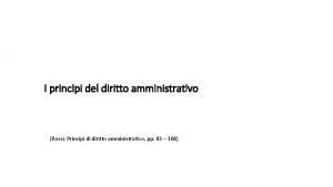 I principi del diritto amministrativo Rossi Principi di