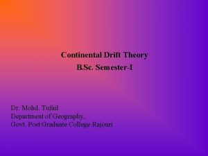 Continental Drift Theory B Sc SemesterI Dr Mohd