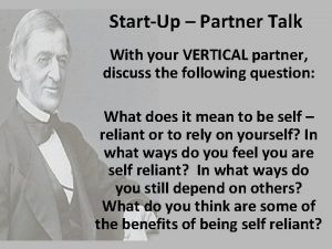 StartUp Partner Talk With your VERTICAL partner discuss