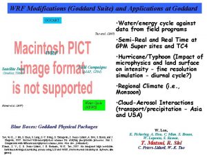 WRF Modifications Goddard Suite and Applications at Goddard