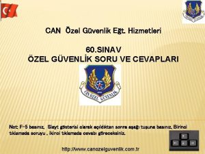 CAN zel Gvenlik Et Hizmetleri 60 SINAV ZEL