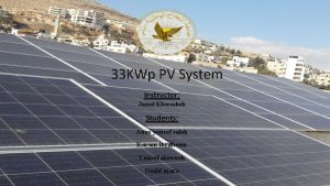 33 KWp PV System Instructor Jamal Kharosheh Students