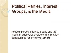 Political Parties Interest Groups the Media Political parties