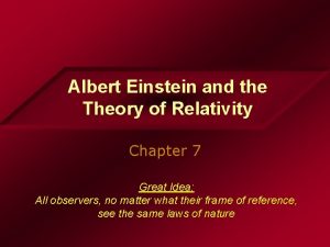 Albert Einstein and the Theory of Relativity Chapter