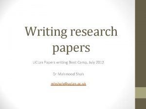 Writing research papers UCLan Papers writing Boot Camp