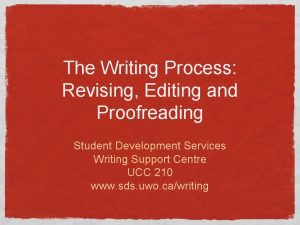 The Writing Process Revising Editing and Proofreading Student