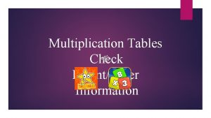 Multiplication Tables Check ParentCarer Information Content Curriculum expectations