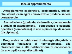 Idee di apprendimento Atteggiamento esplorativo problematico critico che