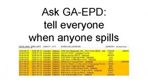 Ask GAEPD tell everyone when anyone spills They