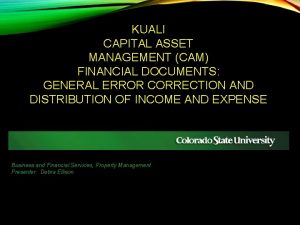 KUALI CAPITAL ASSET MANAGEMENT CAM FINANCIAL DOCUMENTS GENERAL