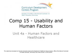 Comp 15 Usability and Human Factors Unit 4