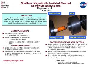 Small Business Innovation Research Shaftless Magnetically Levitated Flywheel