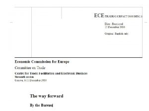 UN Economic Commission for Europe UN Economic Commission