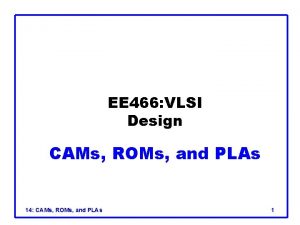EE 466 VLSI Design CAMs ROMs and PLAs