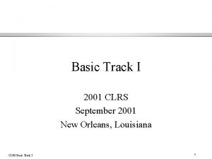 Basic Track I 2001 CLRS September 2001 New