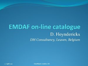 EMDAF online catalogue D Heynderickx DH Consultancy Leuven