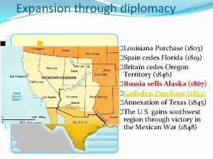 Expansion through diplomacy Louisiana Purchase 1803 Spain cedes