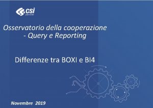 Osservatorio della cooperazione Query e Reporting Differenze tra