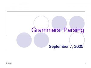 Grammars Parsing September 7 2005 12132021 1 CFGs