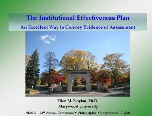 The Institutional Effectiveness Plan An Excellent Way to