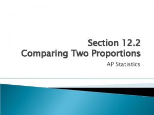 Section 12 2 Comparing Two Proportions AP Statistics