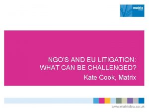 NGOS AND EU LITIGATION WHAT CAN BE CHALLENGED