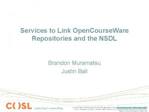 Services to Link Open Course Ware Repositories and