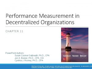 Performance Measurement in Decentralized Organizations CHAPTER 11 Power
