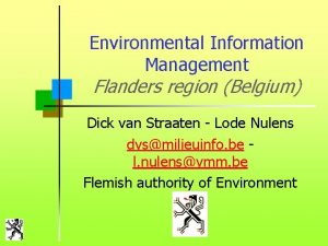 Environmental Information Management Flanders region Belgium Dick van