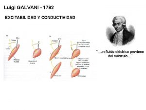 Luigi GALVANI 1792 EXCITABILIDAD Y CONDUCTIVIDAD un fluido