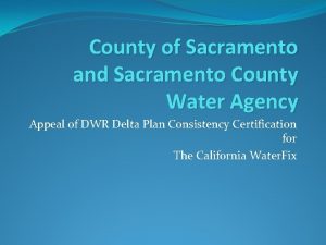 County of Sacramento and Sacramento County Water Agency