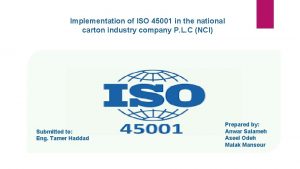 Implementation of ISO 45001 in the national carton