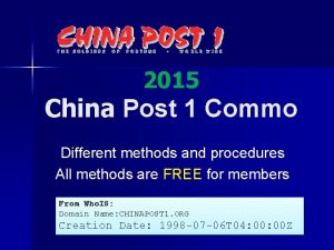 2015 China Post 1 Commo Different methods and