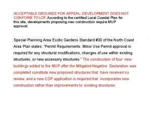 ACCEPTABLE GROUNDS FOR APPEAL DEVELOPMENT DOES NOT CONFORM