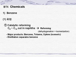 BTX Chemicals 1 Benzene 1 Catalytic reforming C