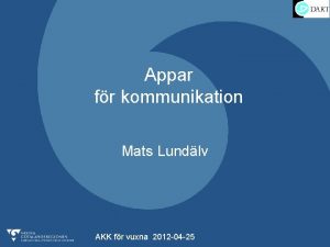 Appar fr kommunikation Mats Lundlv AKK fr vuxna