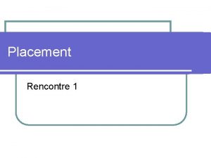 Placement Rencontre 1 Question de prise de contact